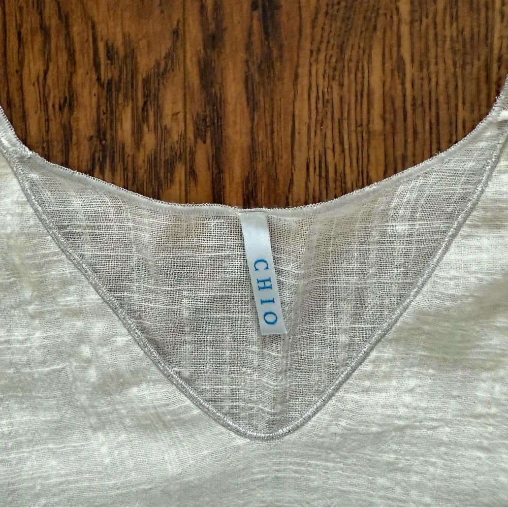 CHIO Di Stefania Cotton & Silver Lurex Knit Top with Lace Detail - Picture 3 of 3